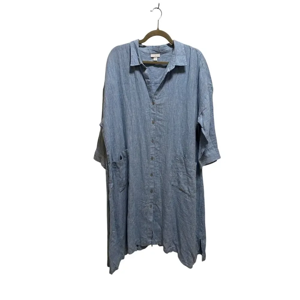 J. Jill Pure Jill Linen Lagenlook Relaxed Midi Dress Women's Size XL Petite